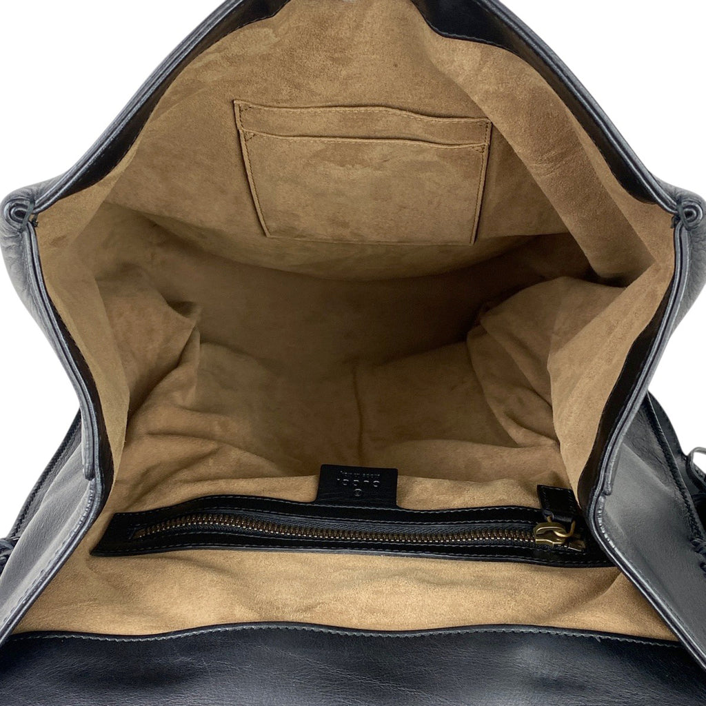 グッチ ロゴ リュックサック バックパック デイパック タイガー リュック レザー ブラック 429013 メンズ 【中古】brbag