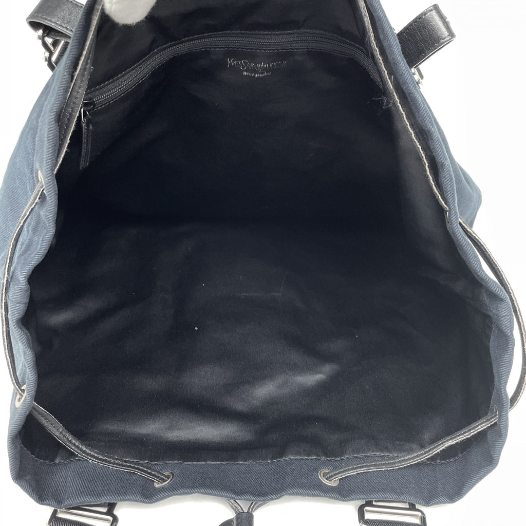 イヴ・サンローラン カハラ トートバッグ YSL ロゴ リヴゴーシュ トートバッグ キャンバス ブラック 121627 レディース 【中古】brbag