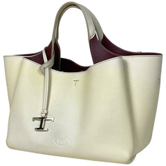 トッズ レザーバッグ ミニ 2WAY ショルダーバッグ Tタイムレス Tステッチ ハンドバッグ レザー ホワイト レディース 【中古】 brbag