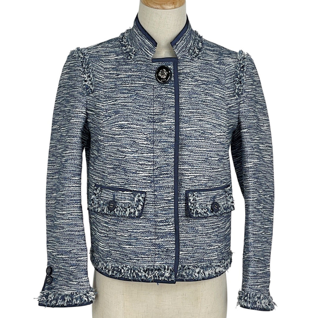 コーチ ノーカラー ジャケット ツイード アウター その他ジャケット ブルー レディース 【中古】brapp