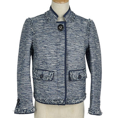 コーチ ノーカラー ジャケット ツイード アウター その他ジャケット ブルー レディース 【中古】brapp