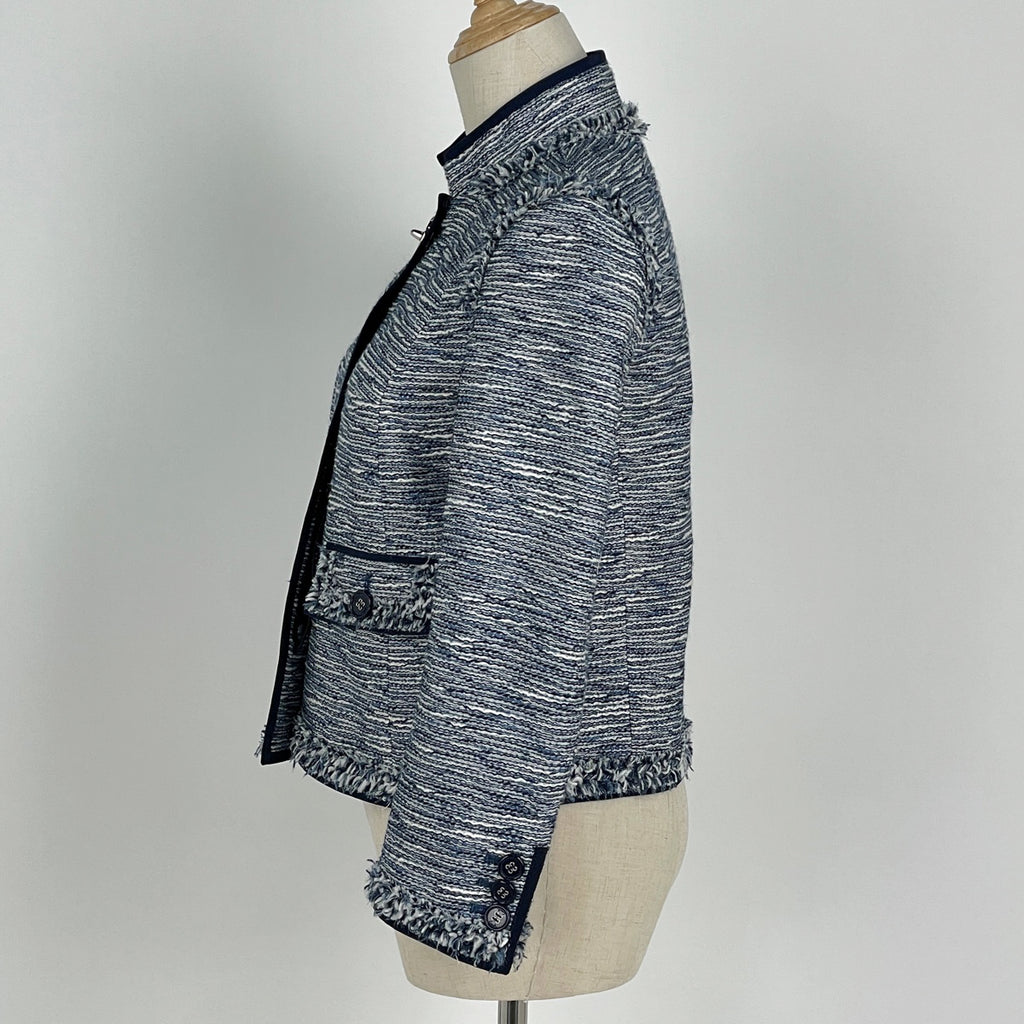 コーチ ノーカラー ジャケット ツイード アウター その他ジャケット ブルー レディース 【中古】brapp