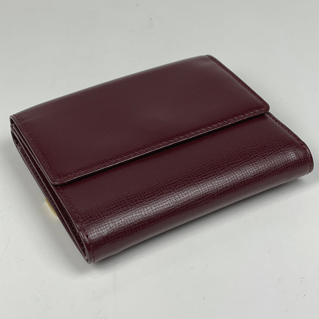 カルティエ マストライン 三つ折り 財布 札入れ 小銭入れ 三つ折り財布 レザー ボルドー レディース 【中古】brbag