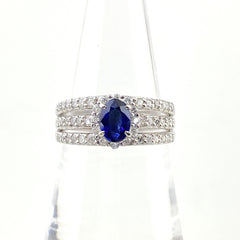 サファイア デザインリング プラチナ 指輪 メレダイヤ リング 12号 Pt900 サファイア ダイヤモンド レディース 【中古】nbjwl