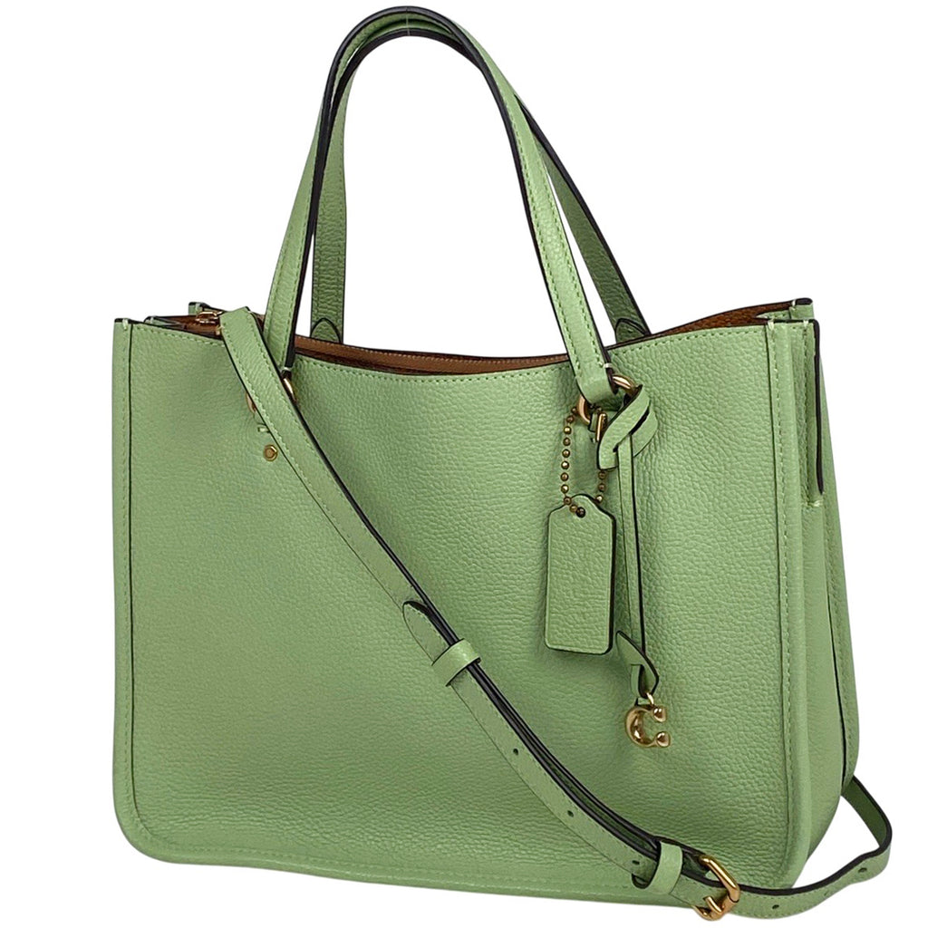 コーチ タイラー キャリーオール 2WAY ショルダーバッグ ハンドバッグ レザー ライトグリーン C3460 レディース 【中古】brbag