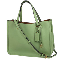 コーチ タイラー キャリーオール 2WAY ショルダーバッグ ハンドバッグ レザー ライトグリーン C3460 レディース 【中古】brbag