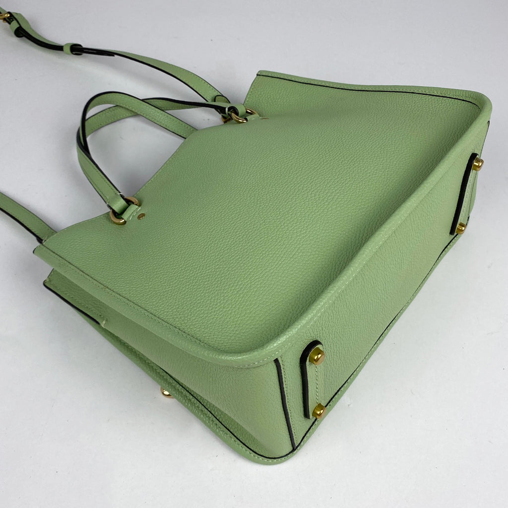 コーチ タイラー キャリーオール 2WAY ショルダーバッグ ハンドバッグ レザー ライトグリーン C3460 レディース 【中古】brbag