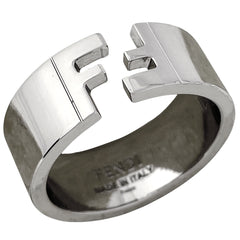 フェンディ ロゴ リング FFモチーフ 指輪 リング 約24号 シルバーメッキ シルバー レディース 【中古】bracc
