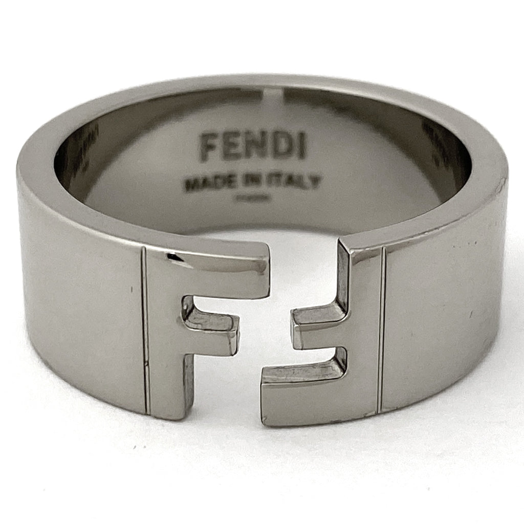 フェンディ ロゴ リング FFモチーフ 指輪 リング 約24号 シルバーメッキ シルバー レディース 【中古】bracc