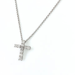 クロスモチーフ デザインネックレス プラチナ ペンダント メレダイヤ ネックレス Pt900 Pt850 ダイヤモンド レディース 【中古】nbjwl