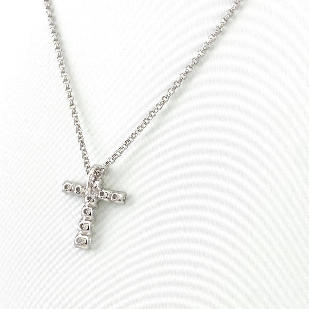 クロスモチーフ デザインネックレス プラチナ ペンダント メレダイヤ ネックレス Pt900 Pt850 ダイヤモンド レディース 【中古】nbjwl