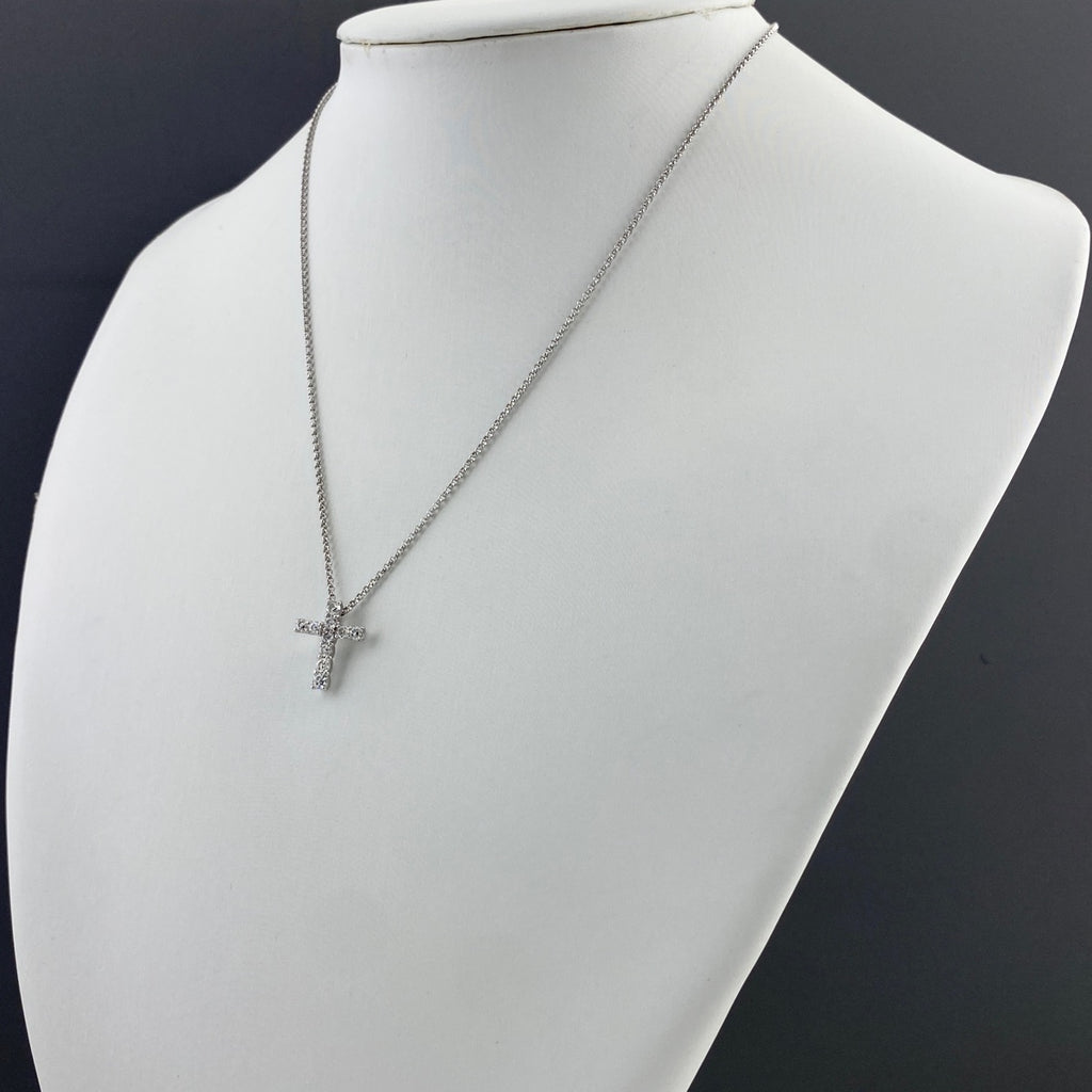 クロスモチーフ デザインネックレス プラチナ ペンダント メレダイヤ ネックレス Pt900 Pt850 ダイヤモンド レディース 【中古】nbjwl