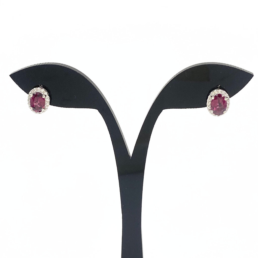 ガーネット デザインピアス プラチナ メレダイヤ ピアス Pt900 ガーネット ダイヤモンド レディース 【中古】nbjwl