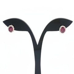 ガーネット デザインピアス プラチナ メレダイヤ ピアス Pt900 ガーネット ダイヤモンド レディース 【中古】nbjwl