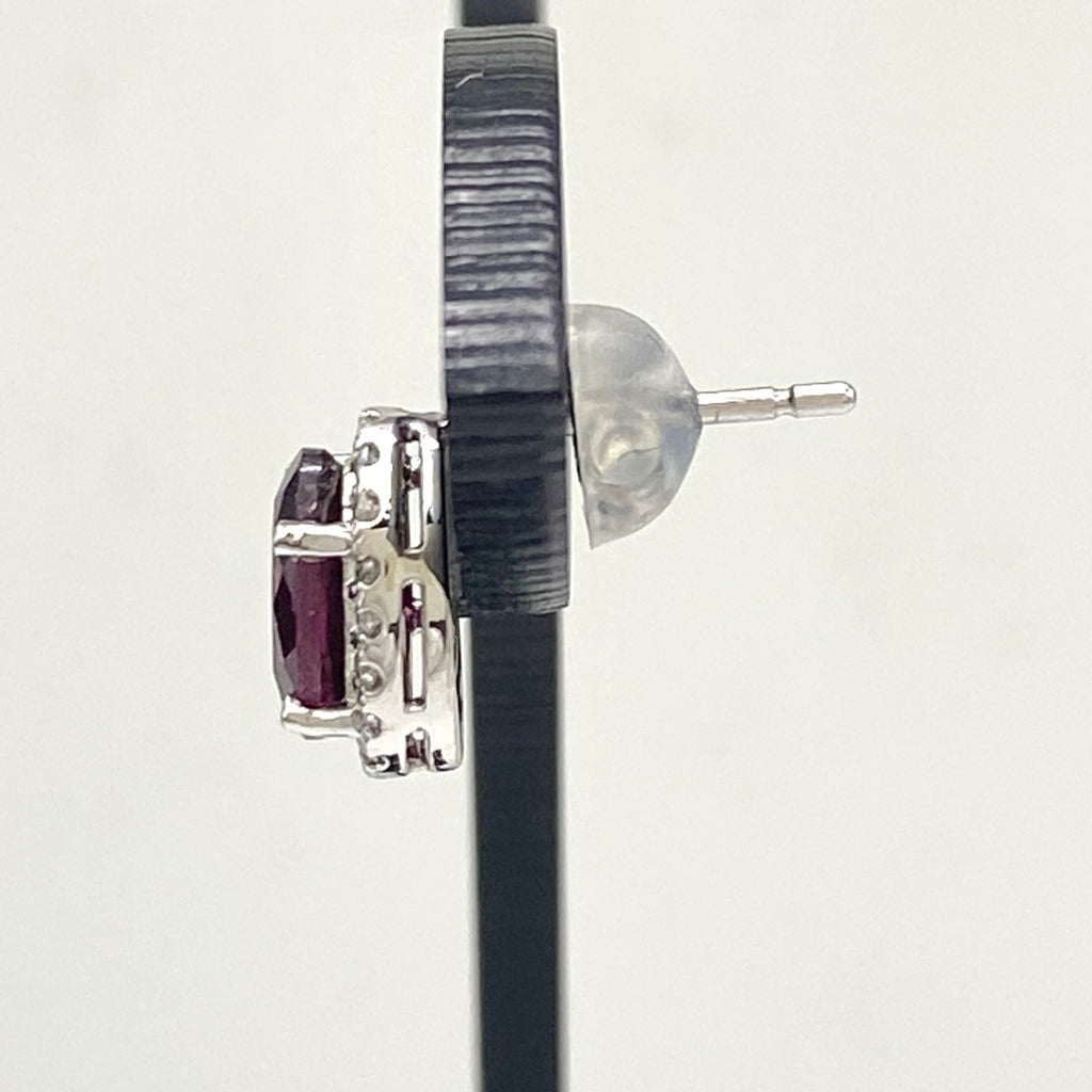 ガーネット デザインピアス プラチナ メレダイヤ ピアス Pt900 ガーネット ダイヤモンド レディース 【中古】nbjwl