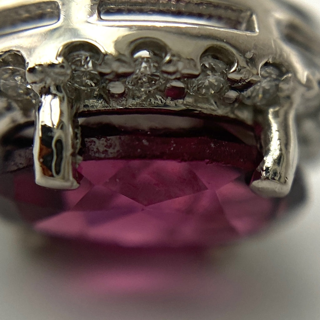 ガーネット デザインピアス プラチナ メレダイヤ ピアス Pt900 ガーネット ダイヤモンド レディース 【中古】nbjwl