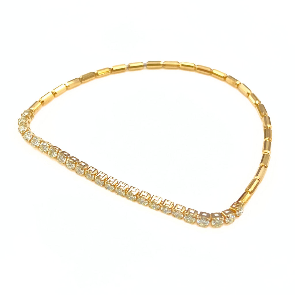 メレダイヤ デザインブレスレット YG イエローゴールド 腕輪 ブレスレット K18 ダイヤモンド レディース 【中古】nbjwl