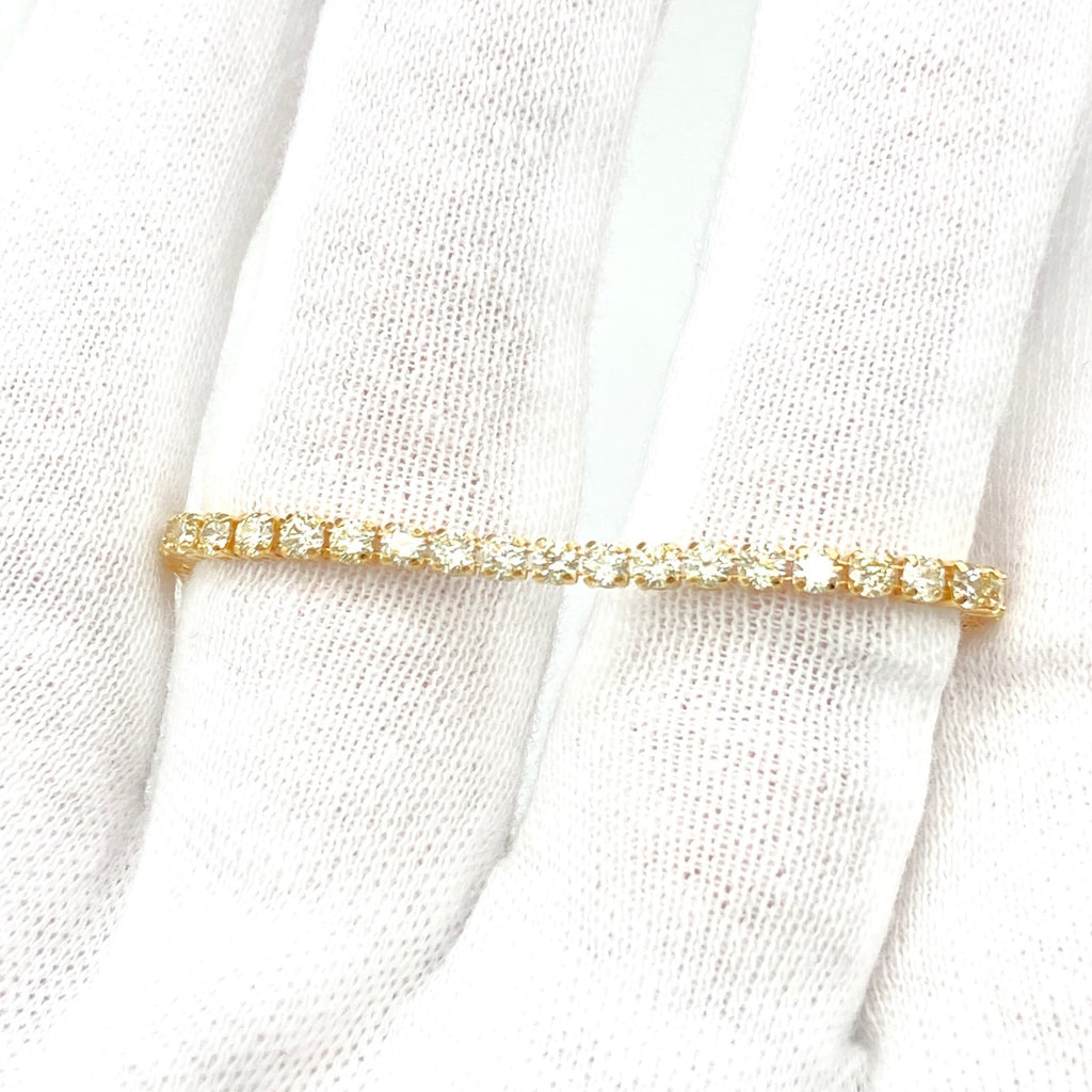 メレダイヤ デザインブレスレット YG イエローゴールド 腕輪 ブレスレット K18 ダイヤモンド レディース 【中古】nbjwl