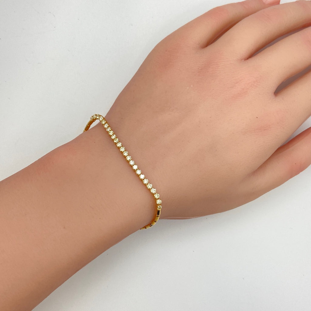 メレダイヤ デザインブレスレット YG イエローゴールド 腕輪 ブレスレット K18 ダイヤモンド レディース 【中古】nbjwl