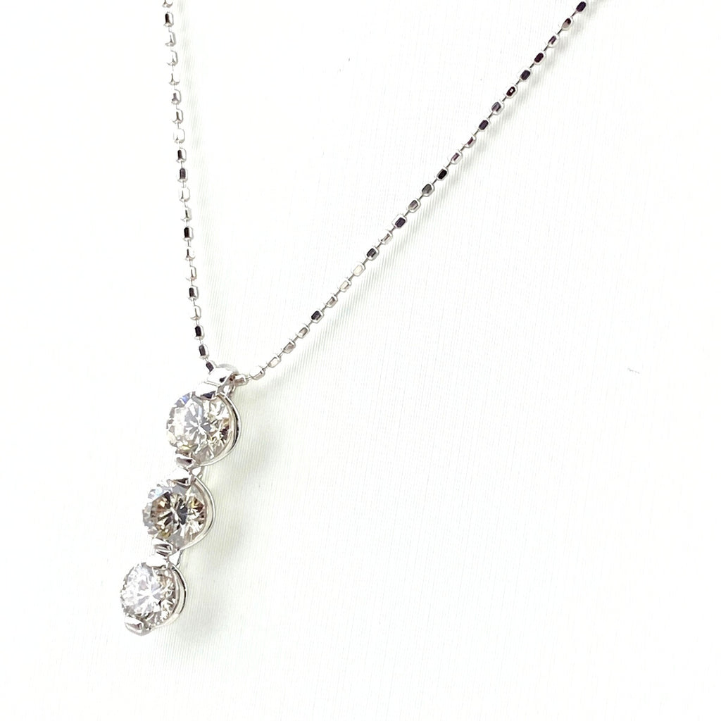 【在庫一掃】 メレダイヤ デザインネックレス WG ホワイトゴールド ペンダント ネックレス K18 WG ダイヤモンド レディース 【中古】nbjwl