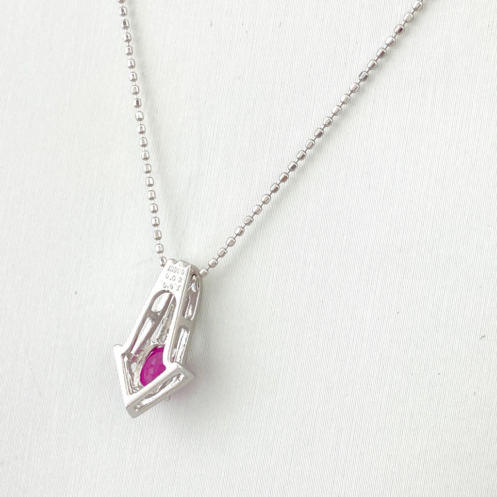 ルビー デザインネックレス WG ホワイトゴールド ペンダント メレダイヤ ダイヤモンド ネックレス K18 WG ルビー レディース 【中古】nbjwl