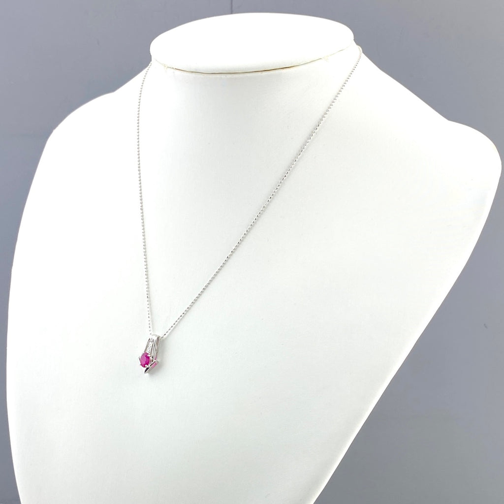 ルビー デザインネックレス WG ホワイトゴールド ペンダント メレダイヤ ダイヤモンド ネックレス K18 WG ルビー レディース 【中古】nbjwl