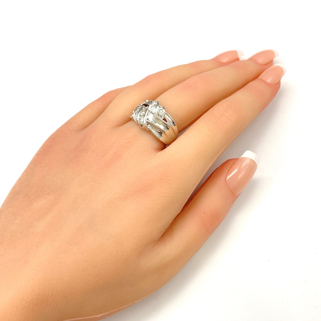 メレダイヤ デザインリング プラチナ 指輪 リング 16.5号 Pt850 ダイヤモンド レディース 【中古】nbjwl