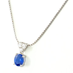 サファイア デザインネックレス プラチナ ペンダント メレダイヤ ネックレス Pt900 Pt850 サファイア レディース 【中古】nbjwl