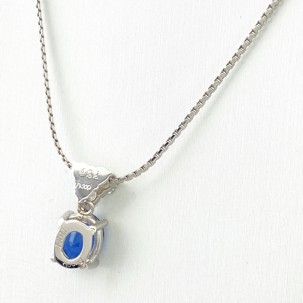 サファイア デザインネックレス プラチナ ペンダント メレダイヤ ネックレス Pt900 Pt850 サファイア レディース 【中古】nbjwl