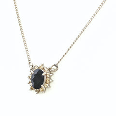 サファイア デザインネックレス プラチナ ペンダント メレダイヤ ネックレス Pt850 サファイア ダイヤモンド レディース 【中古】nbjwl