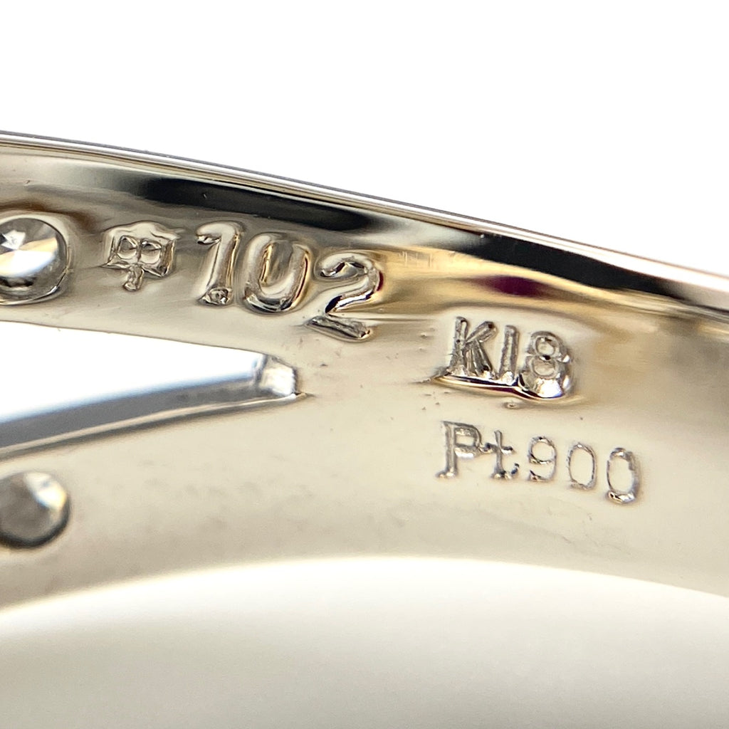 ルビー デザインリング プラチナ YG イエローゴールド 指輪 メレダイヤ リング 12号 Pt900 K18 ルビー レディース 【中古】nbjwl
