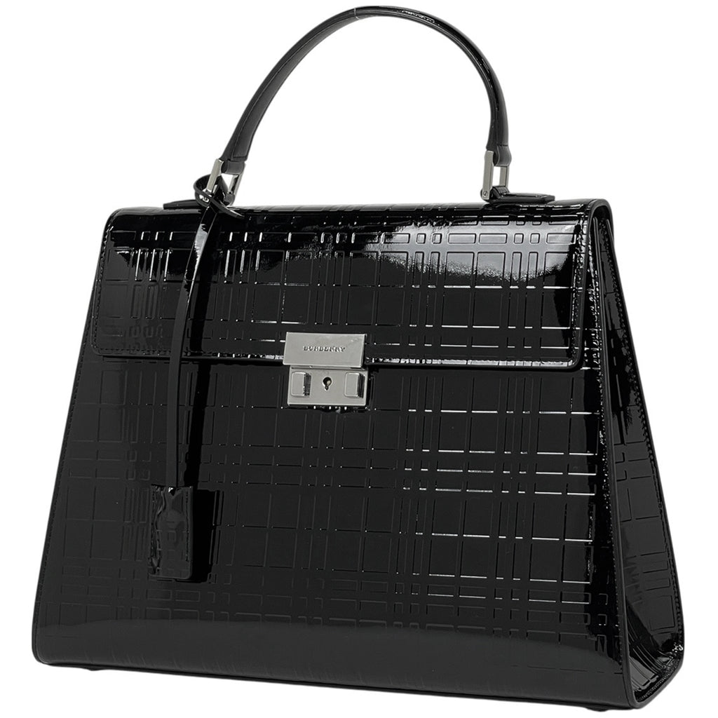 バーバリー ロゴ ハンドバッグ 手提げ エナメル ハンドバッグ レザー ブラック レディース 【中古】brbag