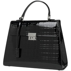 バーバリー ロゴ ハンドバッグ 手提げ エナメル ハンドバッグ レザー ブラック レディース 【中古】brbag