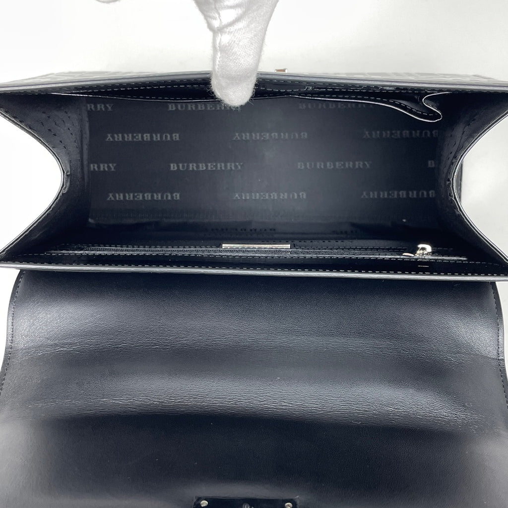 バーバリー ロゴ ハンドバッグ 手提げ エナメル ハンドバッグ レザー ブラック レディース 【中古】brbag