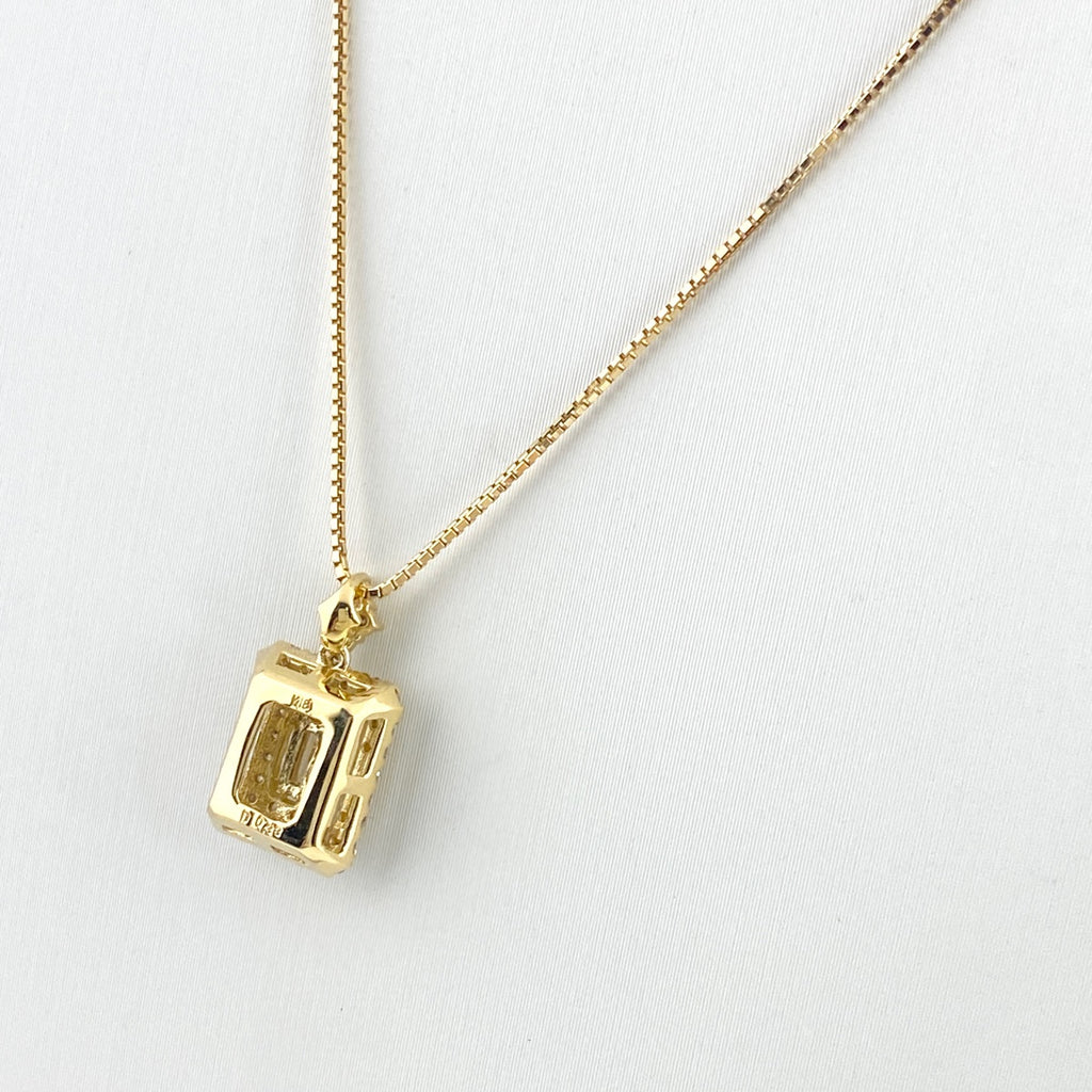 メレダイヤ デザインネックレス YG イエローゴールド ペンダント ネックレス K18 ダイヤモンド レディース 【中古】nbjwl