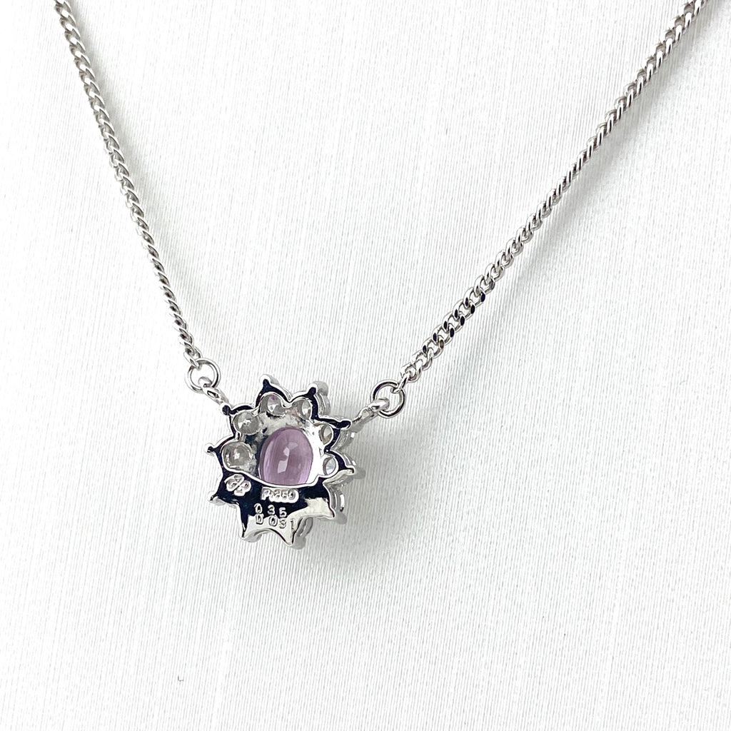 フラワーモチーフ デザインネックレス プラチナ ペンダント ピンクサファイア メレダイヤ 花 ネックレス Pt850 ピンクサファイア ダイヤモンド レディース 【中古】nbjwl
