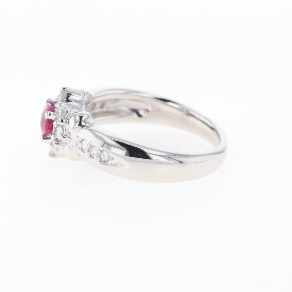 ルビー デザインリング プラチナ 指輪 メレダイヤ リング 12号 Pt900 ルビー ダイヤモンド レディース 【中古】nbjwl