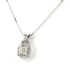 ダイヤモンド デザインネックレス WG ホワイトゴールド ペンダント メレダイヤ ネックレス K18 WG ダイヤモンド レディース 【中古】nbjwl