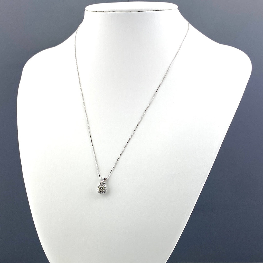 ダイヤモンド デザインネックレス WG ホワイトゴールド ペンダント メレダイヤ ネックレス K18 WG ダイヤモンド レディース 【中古】nbjwl
