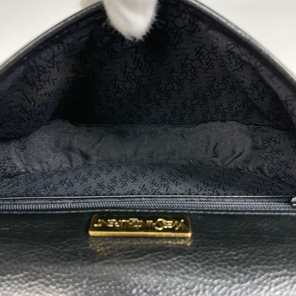 イヴ・サンローラン ロゴ ショルダーバッグ ヴィンテージ ショルダーバッグ レザー ブラック レディース 【中古】brbag