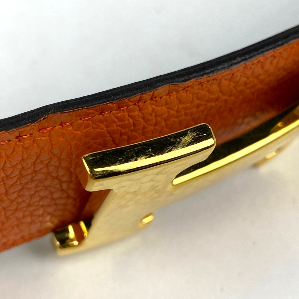 エルメス コンスタンス リバーシブル Hベルト マルトレ □N刻印 ベルト レザー オレンジ メンズ 【中古】brbag