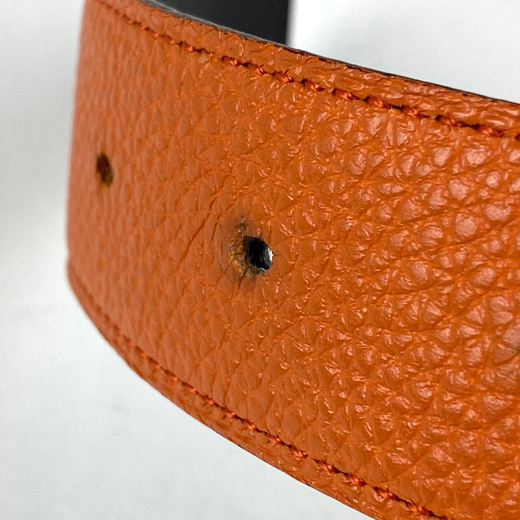エルメス コンスタンス リバーシブル Hベルト マルトレ □N刻印 ベルト レザー オレンジ メンズ 【中古】brbag