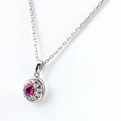 ルビー デザインネックレス プラチナ メレダイヤ ペンダント ネックレス Pt900 ルビー ダイヤモンド レディース 【中古】nbjwl