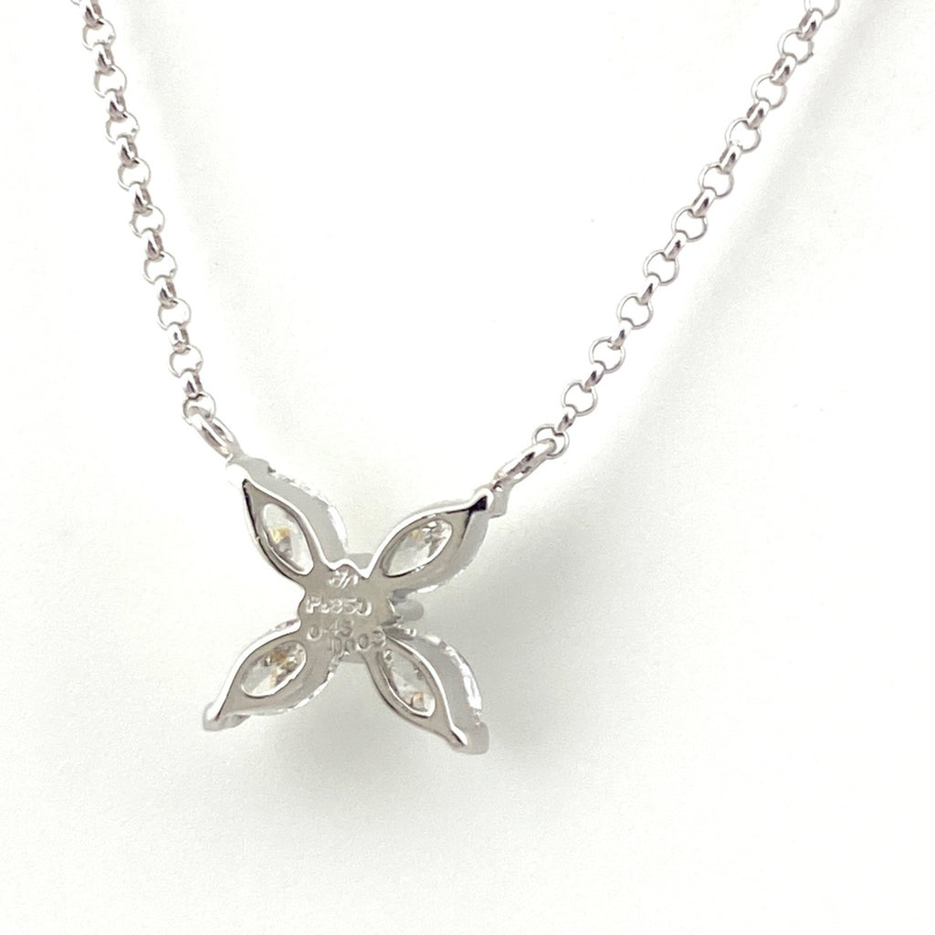 フラワーモチーフ デザインネックレス プラチナ ペンダント メレダイヤ 花 ネックレス Pt850 ダイヤモンド レディース 【中古】nbjwl