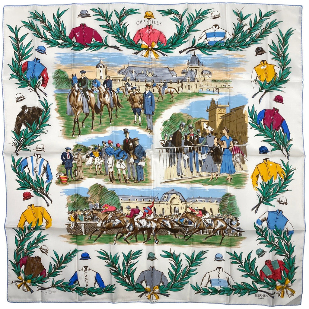 エルメス カレ 90 CHANTILLY 競馬場 スカーフ シルク レディース 【中古】 
 ラッピング可