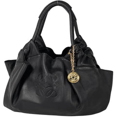 ロエベ ナッパアイレ アナグラム ハンドバッグ レザー ブラック レディース 【中古】brbag