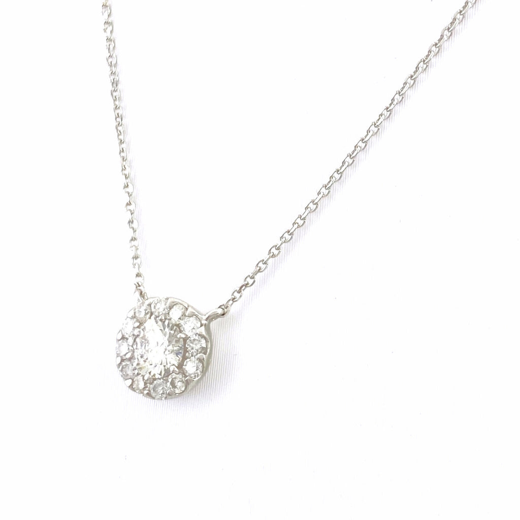 ダイヤモンド デザインネックレス WG ホワイトゴールド メレダイヤ ペンダント ネックレス K18 WG ダイヤモンド レディース 【中古】nbjwl