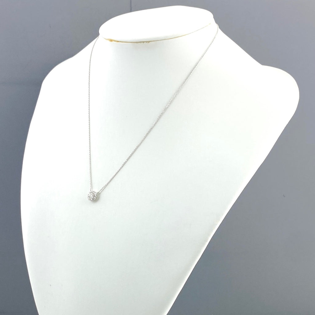 ダイヤモンド デザインネックレス WG ホワイトゴールド メレダイヤ ペンダント ネックレス K18 WG ダイヤモンド レディース 【中古】nbjwl
