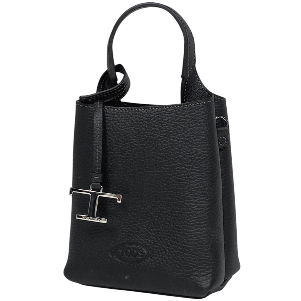 トッズ レザーバッグ マイクロ Tタイムレス 2WAY ショルダーバッグ ハンドバッグ レザー ブラック レディース 【中古】brbag