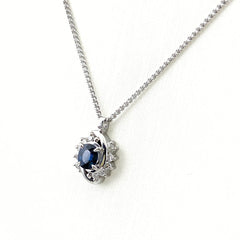 サファイア デザインネックレス プラチナ ペンダント メレダイヤ ダイヤモンド ネックレス Pt900 Pt850 サファイア レディース 【中古】nbjwl